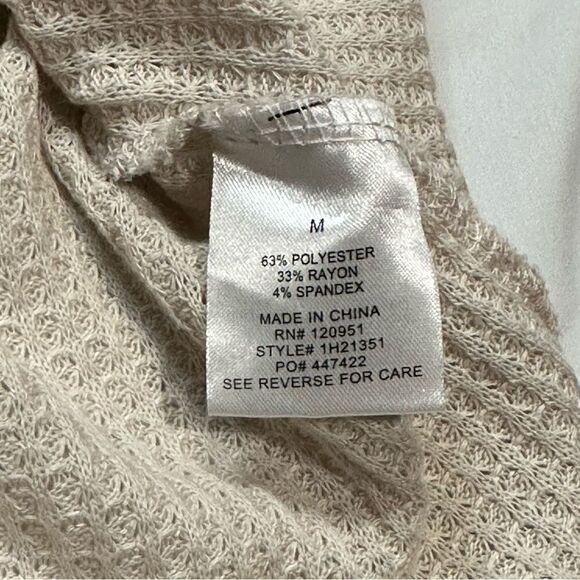 Pink Rose Oatmeal Long-Sleeve Waffle Knit Crop Top Medium - Picture 4 of 6